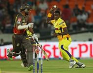 Jason Holder aims at the stumps